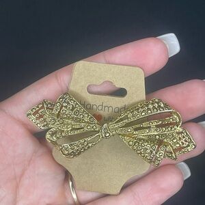 Gold Marcasite Bow brooch